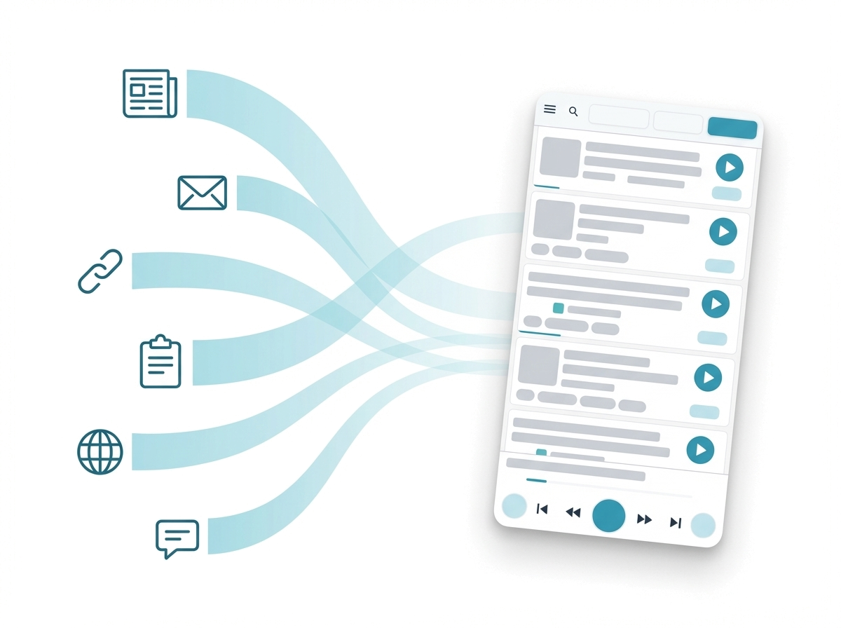 Content from emails, articles, and links flowing into your audio playlist